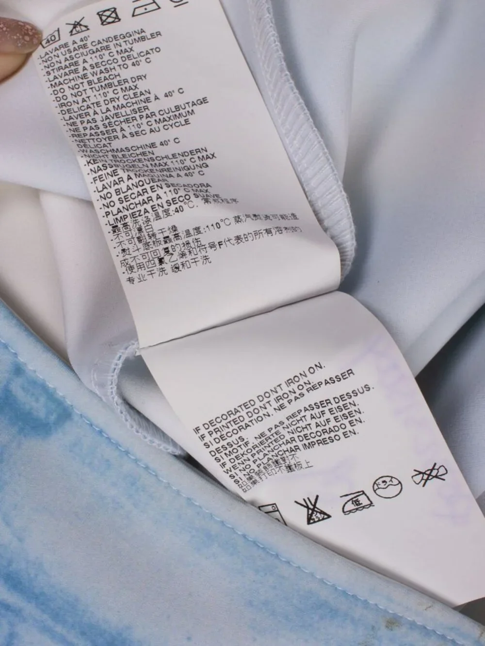 MAISON MARGIELA FW13 TROMPE L'OEIL WHITE BLUE JEANS PRINT LEGGINGS